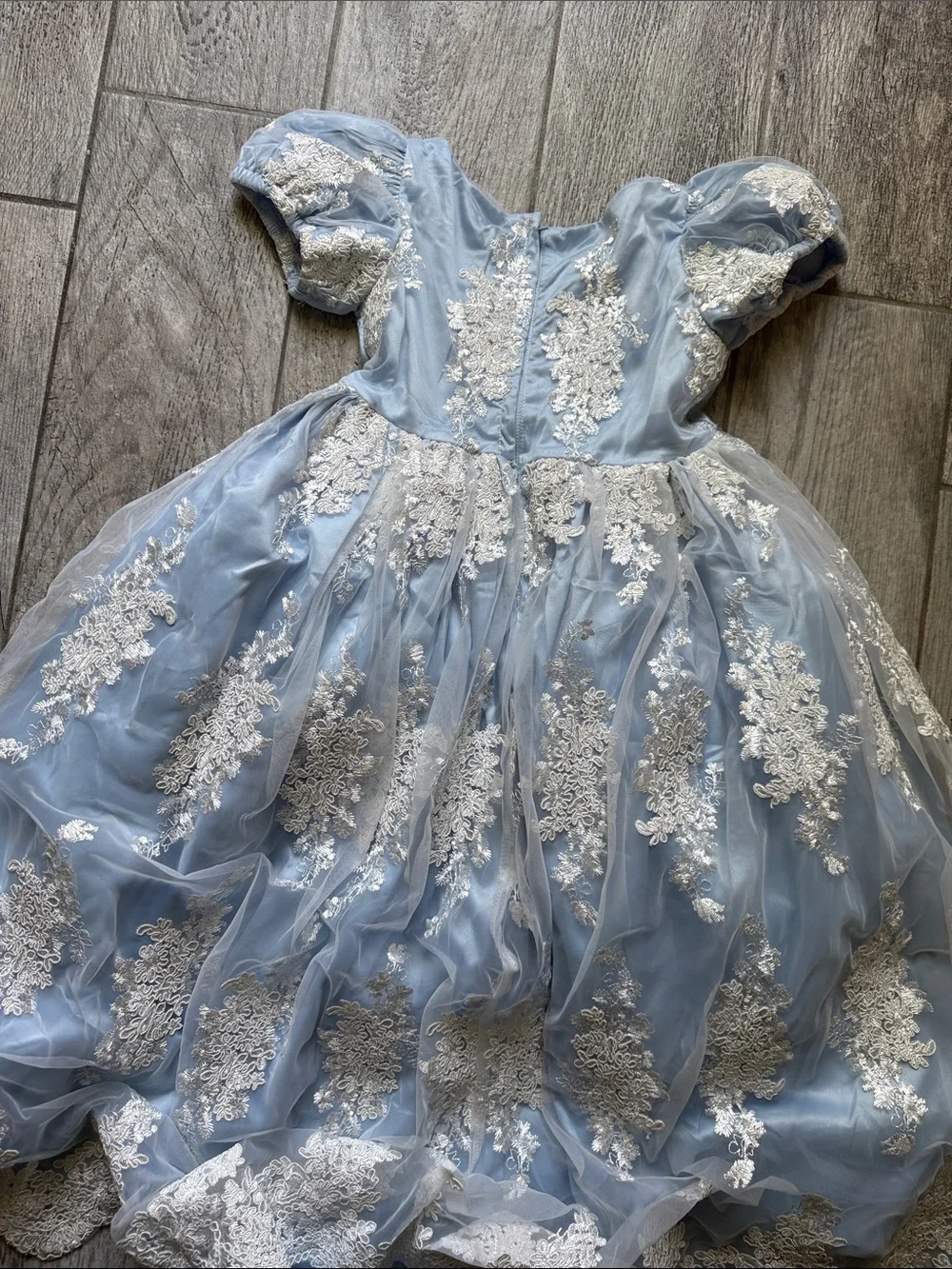 Guc-Only Little Once-Light Blue Lace Appliqué Tulle Party Dress.Bridgerton theme